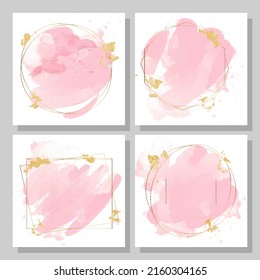Trendy watercolor floral square templates. Suitable for social media posts, mobile apps, cards, invitations, banners design and web, internet ads. Vector illustration.