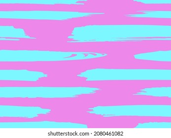 Trendy watercolor pattern with colored stripes painted with a brush. Trendy abstract seamless pattern. Sample of fashionable style. Abstract texture. Grunge background. Vector.