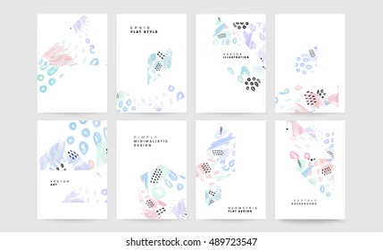 Trendy watercolor vector pattern with brush strokes. Hand drawn abstract elements. Memphis retro style patterns designs for covers brochures, EPS10