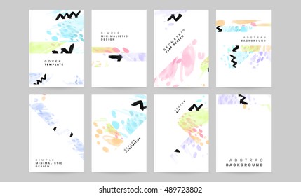 Trendy watercolor vector pattern with brush strokes. Hand drawn abstract elements. Memphis retro style patterns designs for covers brochures, EPS10