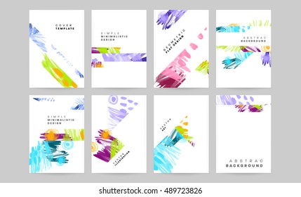 Patrón vectorial de color agua de moda con trazos de pincel. Elementos abstractos dibujados a mano. Diseño de patrones de estilo retro Memphis para portadas, EPS10