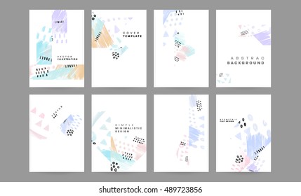 Trendy watercolor vector pattern with brush strokes. Hand drawn abstract elements. Memphis retro style patterns designs for covers brochures, EPS10