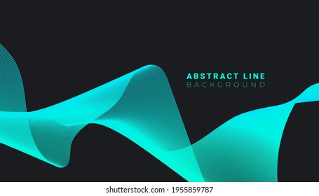 Trendy wave lines dynamic colorful flowing isolated on black background. Vector illustration
