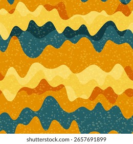 Patrón sin fisuras de Vector líquido de onda de moda. Textura de línea de curva rayada. Decoración de la pared divertido patrón sin fisuras. Diseño de estampado de tela con cámara. Muestra de Formas de fluido de salpicadura de flujo de onda.