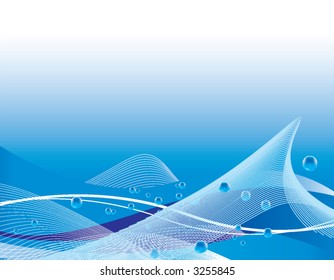 Trendy wave and water vector image with water droplets