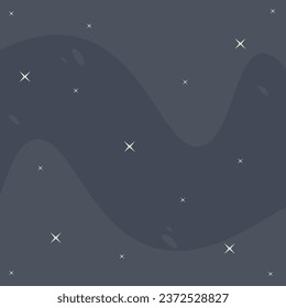 Trendy Wavy Astrological Cosmos Background With Stars Blue Flat Vector
