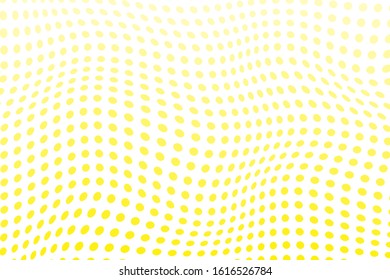 Trendy wavy background soft color transition. Vector illustration of polka dots pattern with optical illusion