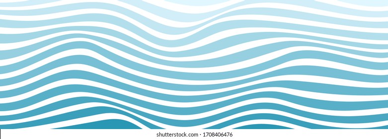 Trendy wavy background soft color transition. Vector illustration of striped pattern with optical illusion. Long horizontal banner