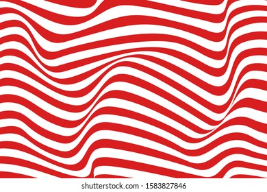 Trendy wavy background. Vector illustration of striped pattern with optical illusion