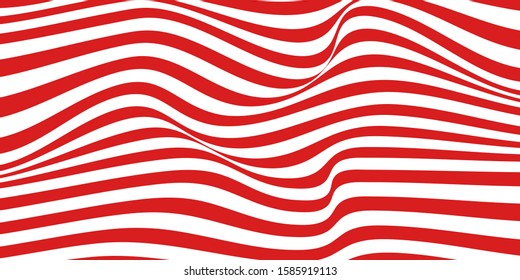 Trendy wavy background. Vector illustration of striped pattern with optical illusion