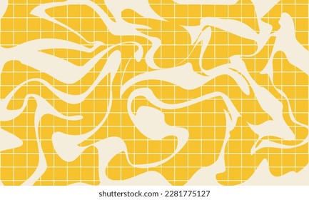 Trendy wavy background. Vector illustration of checkered wallpaper with optical illusion