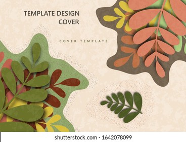 Trendy wavy textured background with colored plants, leaves, branches. Floral and botanical modern template for posters, banners, invitations, cards. Vector illustration