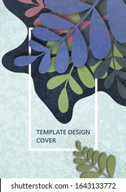 Trendy wavy textured background with colored plants, leaves, branches. Floral and botanical modern template for posters, banners, invitations, cards. Vector illustration