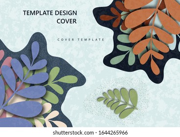 Trendy, gewellter strukturierter Hintergrund mit farbigen Pflanzen, Blättern, Ästen. Florale und botanische moderne Vorlage für Poster, Banner, Einladungen, Karten. Vektorillustration
