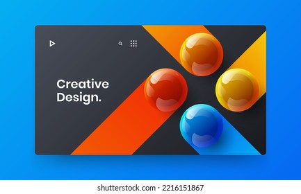 Trendy Web-Banner Design Vektorkonzept. Vivid 3D Kugeln Corporate Identity Template.