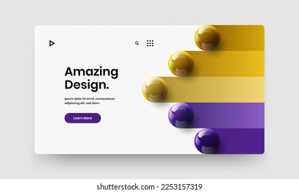 Trendy web banner vector design layout. Original 3D balls catalog cover illustration.