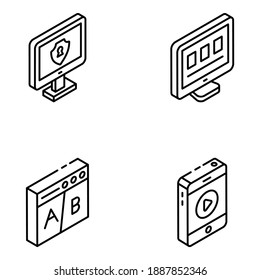 
Iconos isométricos del glifo de diseño web de moda 