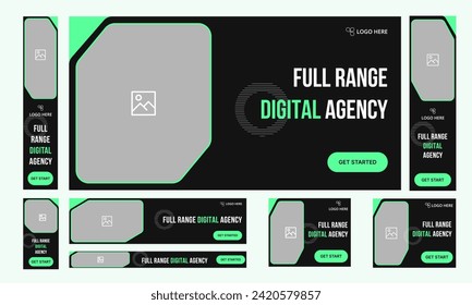 Trendy web set banner design for digital agency social media posts, finance banner design, fully editable vector eps 10 file format