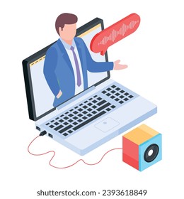 trendy Webinar Streaming Isometric Icon