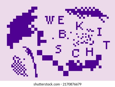 Web punk y webkitsch estilo fondo a la moda con una composición caótica de arte píxel.