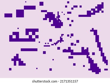 Trendy webpunk and webkitsch style background with pixel art chaotic composition.