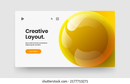 Trendy website design vector template. Bright realistic balls company cover illustration.