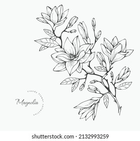 Trendy wedding flowers for logo or decorations. Hand drawn line wedding decoraton, elegant leaves for invitation save the date card. Botanical rustic trendy greenery