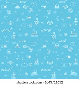 Trendy Wedding Line Icons Pattern background vector.