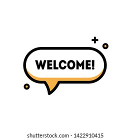 Trendy welcome speech bubble in flat style