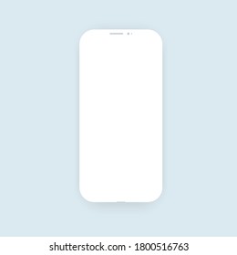 Trendy white mobile phone template with blank screen for design app. Mockup of clay vector smartphone.