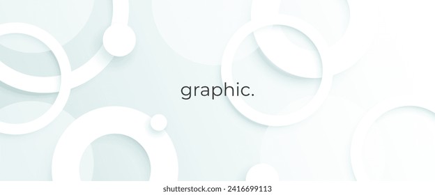 Trendy white ring background. 3d vector circles