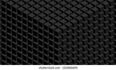 Trendy widescreen geometric background in isometric style 1920 x 1080 px. Wall of cubes.