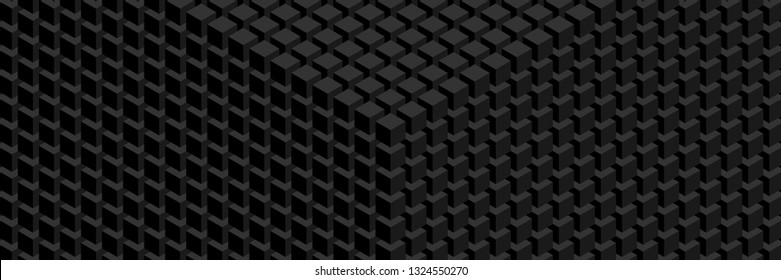 Trendy widescreen geometric background in isometric style. A wall of cubes.