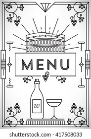 Trendy Wine Menu Design with Linear Icons