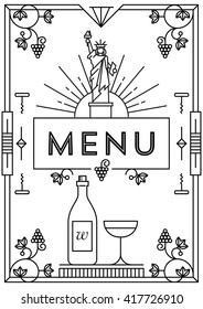 Trendy Wine Menu Design with Linear Icons