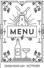 Trendy Wine Menu Design with Linear Icons