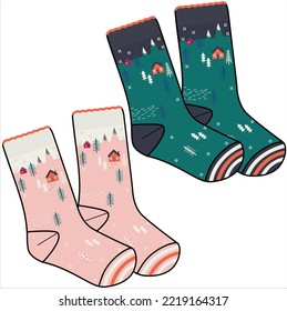 PAREJA DE NAVIDAD DE INVIERNO DE TRENDING DE BOMBAS EN ARCHIVO DE VECTOR EDITABLE