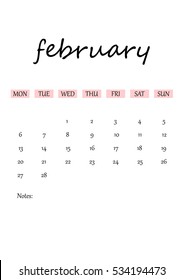 Trendy winter concept for calendar 2017. Stylish weekly and daily planner, organizer and schedule template with notes. 