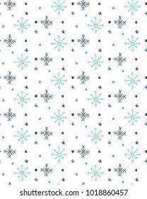 TRENDY WINTER HAND DRAW SEAMLESS VECTOR PATTERN. CHRISTMAS TREE AND SNOW FLAKE SYMBOL ON WHITE BACKGROUND