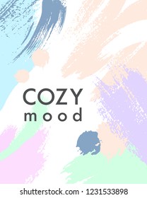 Trendy winter poster with hand drawn shapes and textures in soft pastel colors.Unique graphic design perfect for prints, flyers, banners, invitations, special offer and more.Modern vector illustration.