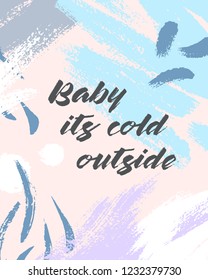 Trendy winter poster with hand drawn shapes and textures in soft pastel colors. Unique graphic design perfect for prints, flyers, banners, invitations, special offer and more.Modern vector illustration.