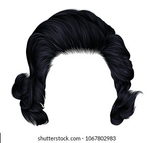 trendy  woman curly hairs black
brunette color . 
medium length . beauty style . realistic  3d .