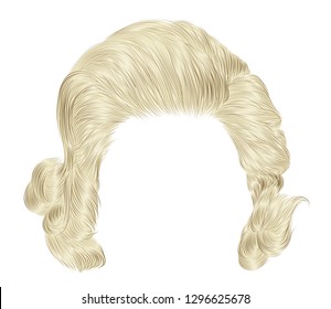 trendy  woman curly hairs blond color . 
medium length . beauty style . realistic  3d .