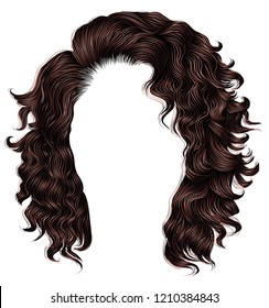 trendy woman curly  long  hair  . realistic  3d .  hairstyle
  brown blond. fashion beauty style .