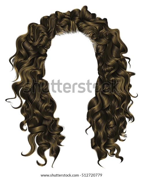 Trendy Woman Curly Long Hair Realistic Stock Vector (Royalty Free ...