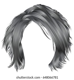 trendy woman disheveled hairs gray colors . 
 beauty fashion .  realistic 3d 
