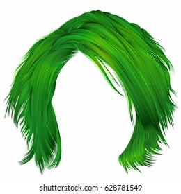 trendy woman disheveled hairs green colors. beauty fashion. realistic 3d 
