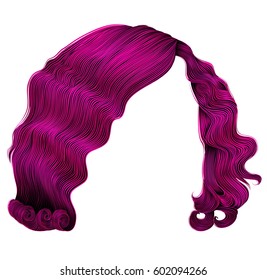 trendy woman hair care bright pink colors . beauty fashion .retro style curls realistic 3d 