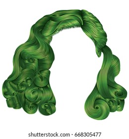 trendy woman hair green colors .
 fashion beauty retro style. realistic 3d .
