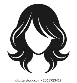 Trendy Woman Hair Icon Silhouette for creative digital art projects